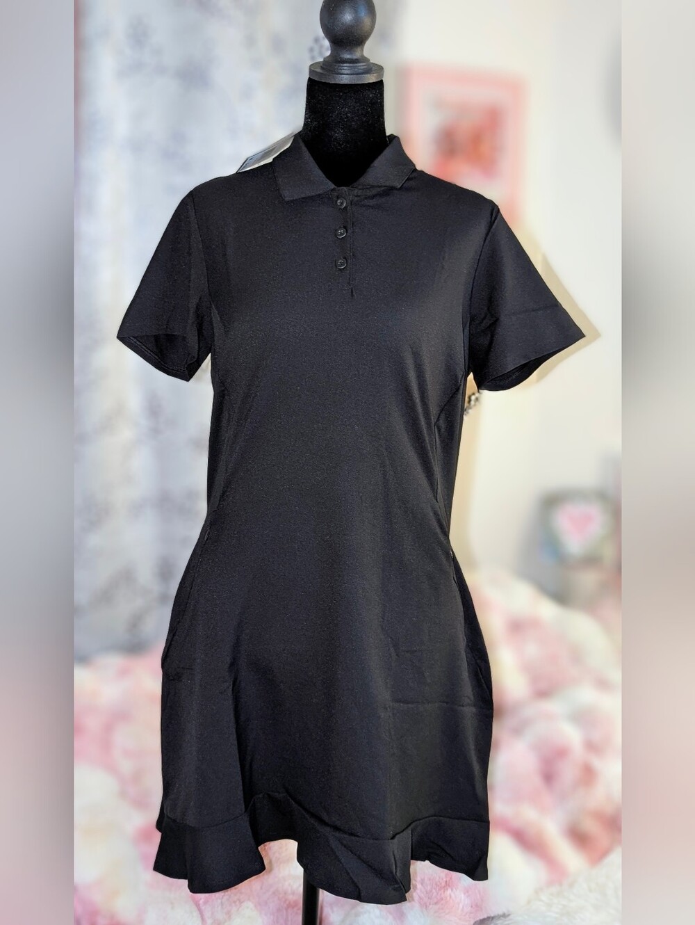 NEW Adidas Ultimate Solid Golf Dress With Pockets & Shorts Black Size M $100